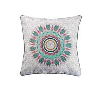 Coussin Ethnique Passepoil "Caly" 40x40cm Gris Imprimé G
