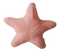 Coussin étoile de mer en bouclette avec élégant galon métallisé rose