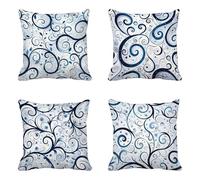 Coussin Exterieur Bleu Lot de 4, Modèle Taie Oreiller 60x60, Housse de Coussin Imperméable Taies d'Oreillers Conception de Motifs pour Patio Extérieur Jardin Salon Canapé Ferme Décor -yxy25044G