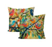 Coussin Exterieur Colorful Lot de 2 Imperméable Housse de Coussin Oiseau Motif Taie Oreille 60x60 Housse de Canapé Doux Décoratif Coussins pour Chambre, Canapé, Chaise, Lit, Jardin Exterieur B4-420