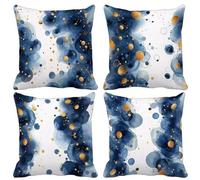 Coussin Exterieur Europe Du Nord Housse de Coussin 80x80 cm Lot de 4, Imperméable Taies d'Oreillers Bleu Marine Taie Oreiller Double Face Impression avec Fermeture Éclair Invisible, Jardin -lsy549U