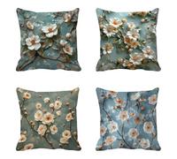 Coussin Exterieur Fleurs Lot de 4, Europe du Nord Taie Oreiller 40x40CM, Housse de Coussin Imperméable Taies d'Oreillers Conception de Motifs pour Patio Extérieur Jardin Salon Ferme Décor -yxy25042G