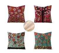Coussin Exterieur Housse Coussin 80x80cm Cartoon Imperméable Housse Coussin Canape Taie d'oreiller Decoration Chambre, Lot de 4 Housses de Coussin Canapé Decoratif pour Maison Salon Jardin Flower F313