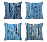 Coussin Exterieur Housse Coussin Moderne Bleu 75x75 Lot de 4 Velours Taie Oreiller avec Zip Invisible Coussins Exterieures Imperméable Decoration Maison pour Canapé Chaise Lit, Jardin Ferme T-633