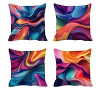 Coussin Exterieur Housse Coussin Moderne Couleur 60x60 Lot de 4 Velours Taie Oreiller avec Zip Invisible Coussins Exterieures Imperméable Decoration Maison pour Canapé Chaise Lit, Jardin Ferme T-606