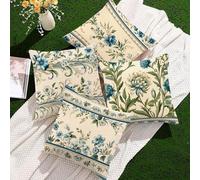 Coussin Exterieur Impermeable 30x30 cm Housse Coussin Fleur D'Été Taie d'oreiller Decoration Chambre, Lot de 4 Housses Canapé Lin Taie Oreiller Decoratif pour Jardin Chaise Maison Salon Simple f780