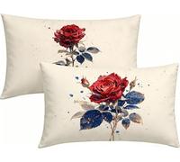 Coussin Exterieur Impermeable 30x50cm Lot de 2 Beige Housses de Coussin Moderne Lin Taie d'oreiller, Impression Recto Verso avec Fermeture éClair Invisible, Decoration Maison pour Jardin -LK2604531