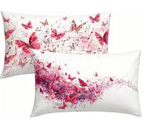 Coussin Exterieur Impermeable 30x60cm Lot de 2 Moderne Housses de Coussin Simple Lin Taie d'oreiller, Impression Recto Verso avec Fermeture éClair Invisible, Decoration Maison pour Jardin -LK26045N