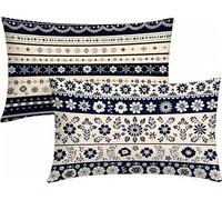 Coussin Exterieur Impermeable 40x80cm Lot de 2 Noir Et Blanc Housses de Coussin BohêMe Lin Taie d'oreiller, Impression Recto Verso avec Fermeture éClair Invisible, Decoration Maison Jardin -LK2604919