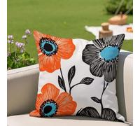Coussin Exterieur Imperméable 60 x 60 cm, Housse de Coussin Décoratif Orange Noir pour Meubles de Jardin, Balcon, Canapé, Salon, Impression Recto-Verso, Déco de Printemps et Été Lot de 1, #434l