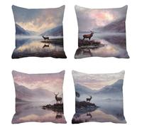 Coussin Exterieur Impermeable 60x60 Lot de 4 cerf Taie Oreiller Carré Housse de Coussin Montagne Housse de Canape Lin Coussins Canapé Taie d'oreiller, Coussins Décoratifs pour Balcon Canapé s-260