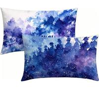 Coussin Exterieur Impermeable 60x80cm Lot de 2 Bleu Housses de Coussin Abstrait Lin Taie d'oreiller, Impression Recto Verso avec Fermeture éClair Invisible, Decoration Maison pour Jardin -LK260465R