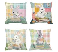 Coussin Exterieur Impermeable 70x70 Lot de 4 Lapin Taie Oreiller Carré Housse de Coussin Papillon Housse de Canape Lin Coussins Canapé Taie d'oreiller, Coussins Décoratifs pour Balcon Canapé s-408