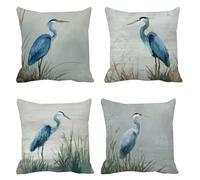 Coussin Exterieur Impermeable 80x80 Lot de 4 oiseau Taie Oreiller Carré Housse de Coussin rivière Housse de Canape Velours Coussins Canapé Taie D'oreiller, Coussins Décoratifs pour Balcon Canapé s-312