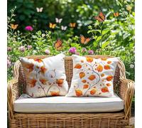 Coussin Exterieur Impermeable Automne Housse de Coussin 55x55cm Lot de 2 Taie Oreiller Moderne Housse Coussins Double Face Carré Velours Décoratif Canapé pour Patio Banquette Balcon Banc Tente RG-1042
