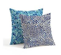 Coussin Exterieur Impermeable Bleu Housse Coussin 60x60cm Lot de 2 Abstrait Taie d'oreiller Carré Lin Décoratif Taie Oreiller pour Canapé Salon Chambre Decoration,pour Cadeau Fete des Meres 1Z-666