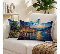 Coussin Exterieur Impermeable Ciel étoilé Housse Coussin 30x50 cm Lot de 2, Paysage Motif Velours Coussins Canape Decoratif Oreiller, Housse de Coussins Rectangulaire pour été Decoration Maison K-833