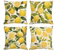 Coussin Exterieur Impermeable citron Housse Coussin 35x35 cm Carré Lin Double Face Imprimé Taie Oreiller de Canapé pour Salon Intérieur/extérieur Maison Été Decoratif Salon de Jardin,jaune Y-154