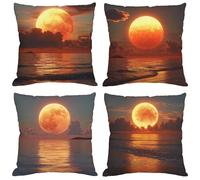 Coussin Exterieur Impermeable Coucher de soleil Housse Coussin 65x65 cm Velours Double Face Imprimé Taie Oreiller de Canapé pour Salon extérieur Maison Decoratif Salon de Jardin Cadeaux Mer M1218