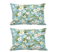Coussin Exterieur Impermeable Couleur des Œufs De Canard Lot de 2 Housse Coussin Blanc Velour Double Face Impermé Décoratives Rectangulaire Taie Oreiller 50x60cm,Extérieur Terrasse,Jardin,Canapé G975
