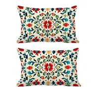 Coussin Exterieur Impermeable Couleur Des Œufs De Canard Lot de 2 Housse Coussin Rouge Lin Double Face Impermé Décoratives Rectangulaire Taie Oreiller 50x60cm,Extérieur Jardin,Canapé,Salon,Chaise G983