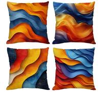 Coussin Exterieur Impermeable Couleur Housse Coussin 30x30 cm Velours Double Face Imprimé Taie Oreiller de Canapé pour Salon Intérieur/extérieur Maison Decoratif Salon de Jardin Cadeaux Abstrait M1206