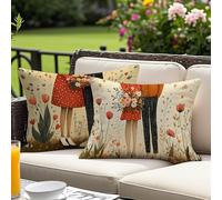 Coussin Exterieur Impermeable Couples Housse Coussin 40x80 cm Lot de 2, Fleur Décoratif Canapé Taie Oreiller 40x80, Lin Housses de Coussion Rectangulaire pour été Decoration Maison Cadeaux O-4536