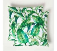 Coussin extérieur imperméable - Coussin décoratif 45x45 cm - Feuilles de bananier - Lot de 2 - HOMESCAPES