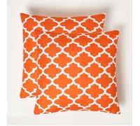 HOMESCAPES Coussin d’extérieur imperméable Orange NOLA, Coussin de Jardin carré 45x45 cm, Décoration Jardin extérieur - Lot de 2