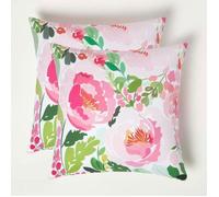 HOMESCAPES Coussin d’extérieur imperméable Pivoines, Coussin de Jardin carré 45x45 cm, Décoration Jardin extérieur - Lot de 2