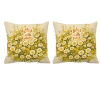 Coussin Exterieur Impermeable Crème Lot de 2 Housse Coussin 30x30cm Jaune Carré Velour Double Face Impermé Decoratif Taie Oreiller avec Fermeture éclair Invisible pour Patio Canapé Jardin Banc -T328