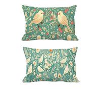 Coussin Exterieur Impermeable Été Lot de 2 Housse Coussin 40x70cm Oiseau Rectangulaire Lin Double Face Impermé Decoratif Taie Oreiller Zip Cachée pour Canapé Salon Jardin d'exterieur Automne -T1039