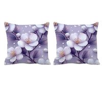 Coussin Exterieur Impermeable Été Lot de 2 Housse Coussin 70x70 Fleur Carré Velour Double Face Impermé Decoratif Taie Oreiller avec Fermeture éclair Invisible pour Patio Canapé Jardin Banc Salon -T781