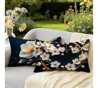Coussin Exterieur Impermeable Housse Coussin Impermeable Velours Taie Oreiller, Housses de Coussins Rectangulaire 30 x 50 Lot de 2 Fleur, pour Maison Canapé, Chambre, Décoration d'été, Paysage W-1