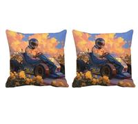 Coussin Exterieur Impermeable Jaune Lot de 2 Housse Coussin 70x70cm Fleur Carré Velour Double Face Impermé Decoratif Taie Oreiller avec Fermeture éclair Invisible pour Patio Canapé Jardin Banc -T769