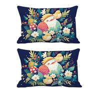 Coussin Exterieur Impermeable Les Plantes Lot de 2 Housse Coussin Oiseaux Lin Double Face Impermé Décoratives Rectangulaire Taie Oreiller 50x60cm,Extérieur Terrasse,Jardin,Canapé,Salon,Chaise G1001