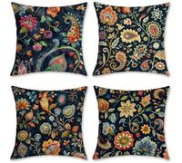 Coussin Exterieur Impermeable Lin Housse Coussin 70x70 Lot de 4 Abstrait Taie d'oreiller Décoratives, Coussins de Jardin, pour Chambre Salon Jardin Balcon Fauteuil Camping, Deco D'été, Coloré, o-79