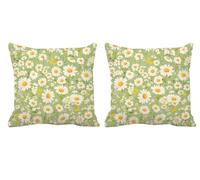 Coussin Exterieur Impermeable Moutarde Lot de 2 Housse Coussin 70x70cm Beige Carré Velour Double Face Impermé Decoratif Taie Oreiller avec Fermeture éclair Invisible pour Patio Canapé Jardin Banc-T772