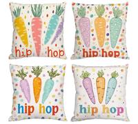 Coussin Exterieur Impermeable Pâques Housse Coussin 30x30 cm Carré Lin Double Face Imprimé Taie Oreiller de Canapé pour Salon Intérieur/extérieur Maison Decoratif Salon de Jardin Cadeaux Beige M1242