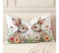 Coussin Exterieur Impermeable Pâques, Lapin Taie d'oreiller en Lin Résistant avec Fermeture Éclair Invisible, Décoration Moderne pour Salon de Jardin, Balcon, Canapé et Chambre, 40x70 cm, A*663