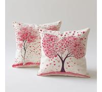 Coussin Exterieur Impermeable Rose Housse Coussin 65x65, Lot de 2 Taie Oreiller Usine Carré Lin Coussins Décoratifs Avec Fermeture éclair Invisible pour Balcon Terrasse Salon de Jardin Décoration K-15