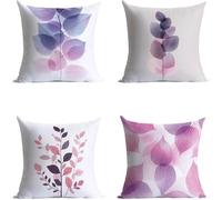 Coussin Exterieur Impermeable Rose Housse de Coussin 35x35cm Lot de 4, Carrée LinTaie Oreiller Feuille Motifs Impression Recto Verso Conception pour Décoration Maison Salon Jardin Exterieur w-1283