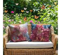 Coussin Exterieur Impermeable Rose Housse de Coussin 55x55cm Lot de 2 Taie Oreiller Sirène Housse Coussins Double Face Carré Velours Décoratif Canapé pour Patio Banquette Balcon Terrasse Tente RG-930