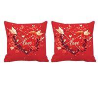 Coussin Exterieur Impermeable Rouge Lot de 2 Housse Coussin 70x70 Amour Carré Lin Double Face Impermé Decoratif Taie Oreiller avec Fermeture éclair Invisible pour Patio Canapé Jardin Banc Salon -T766