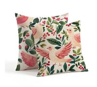Coussin Exterieur Impermeable Vert Housse Coussin 45x45cm Lot de 2 Oiseau Taie d'oreiller Carré Lin Décoratif Taie Taie Oreiller avec Fermeture Eclair Dissimulée pour Automne Decoration Maison 1Z-704