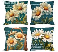 Coussin Exterieur Impermeable Vert Housse Coussin 50x50 cm Carré Velours Double Face Imprimé Taie Oreiller de Canapé pour Salon Intérieur/extérieur Maison Decoratif Salon de Jardin Cadeaux Fleur M1230