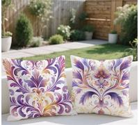 Coussin Exterieur Impermeable Violet Housse Coussin 65x65cm Lot de 2 Taie Oreiller Motifs Ethniques Coussins de Jardin Lin Oreiller Double Sided Printing Terrasse Chambre Décoration Automne lj-741