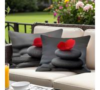 Coussin Exterieur Impermeable Zen Housse Coussin 60x80 cm Lot de 2, Fleur Décoratif Canapé Taie Oreiller 60x80, Lin Housses de Coussion Rectangulaire pour Printemps Decoration Maison Cadeaux O-8531