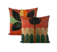 Coussin Exterieur Rouge Lot de 2 Imperméable Housse de Coussin Fleur Motif Taie Oreille 40x40 Housse de Canapé Doux Décoratif Coussins pour Chambre, Canapé, Chaise, Jardin Exterieur Decoration B4-182