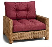 Coussin extérieur salon jardin Ensemble: siège 50x50 cm et dossier 40x50 cm - lounge pour meubles rotin fauteuil banc balcon terrasse - déperlant matelassé robuste épais moelleux confortable Bordeaux